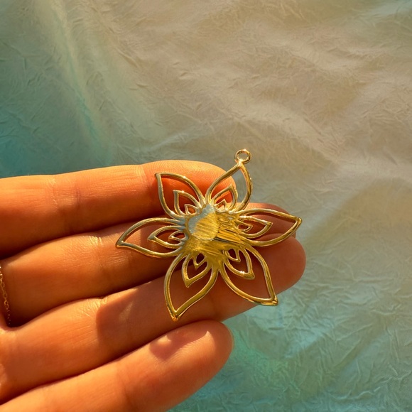 Anthropologie Gold and Green Floral Pendant WATERPROOF - Picture 9 of 10